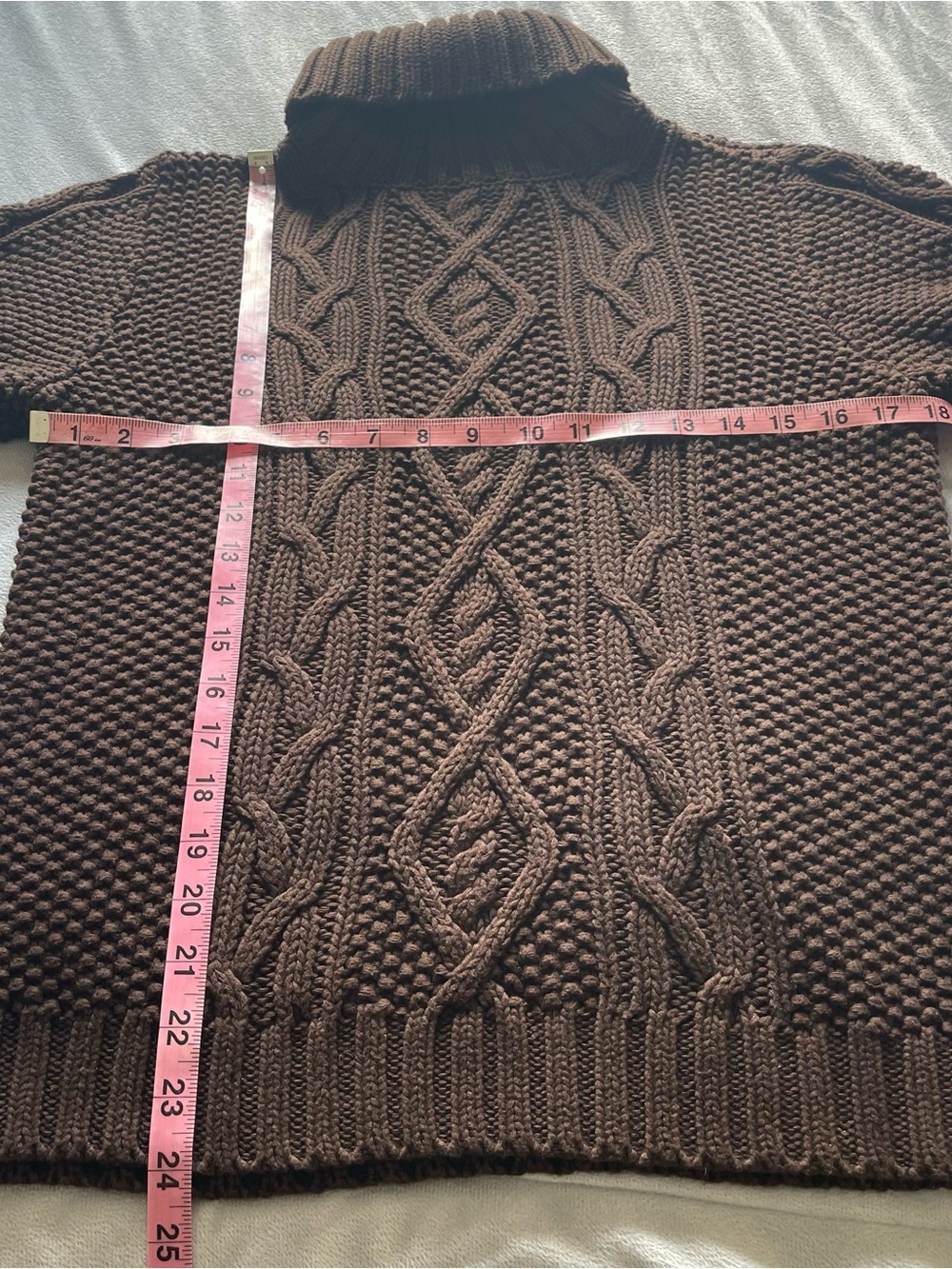 Lauren Ralph Lauren 100% cotton chocolate cable knit pullover sweater, size L - Picture 7 of 12